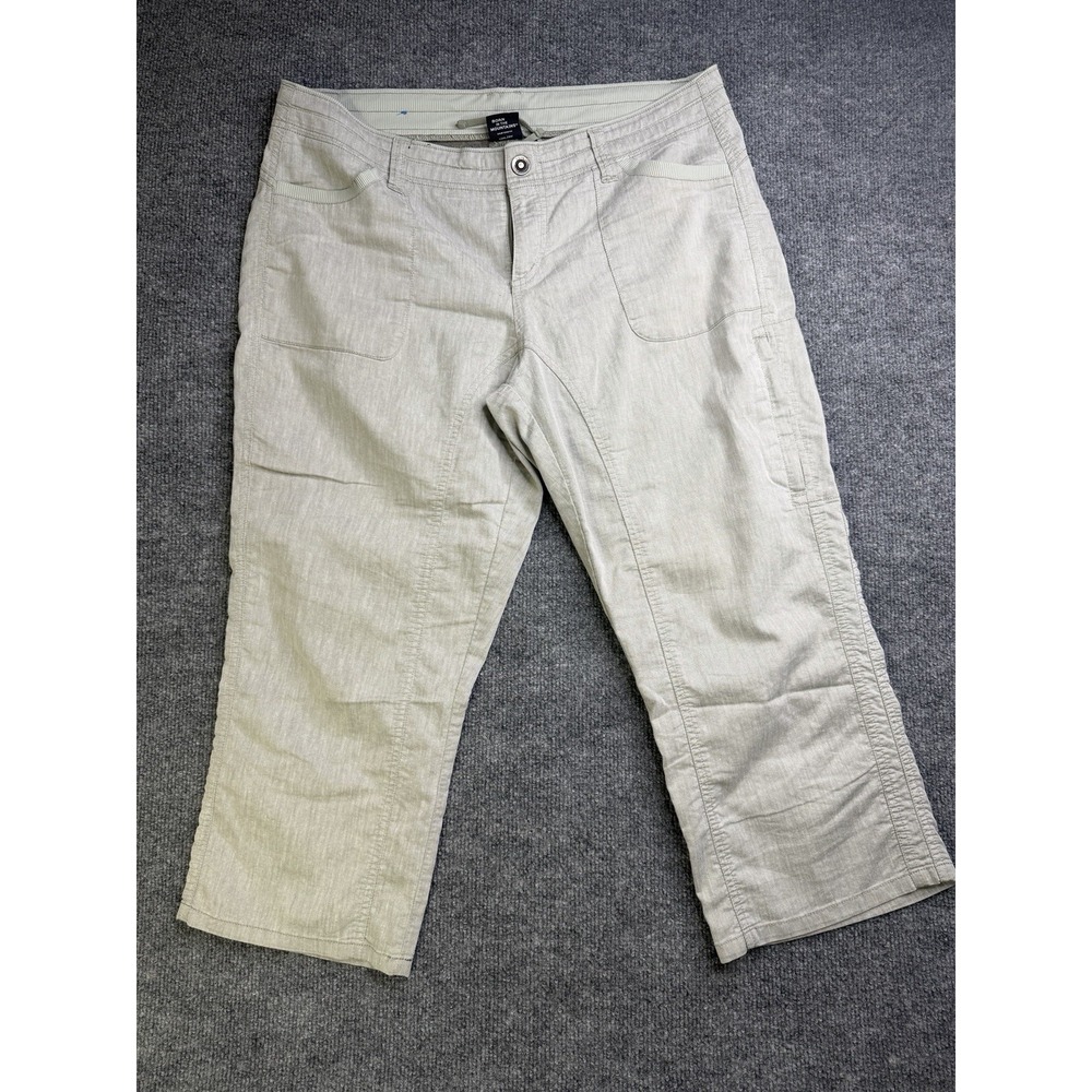Kuhl Womens 12 Gray Beige Hiking Capri Pants Outdoor Travel Lightweight Stretch